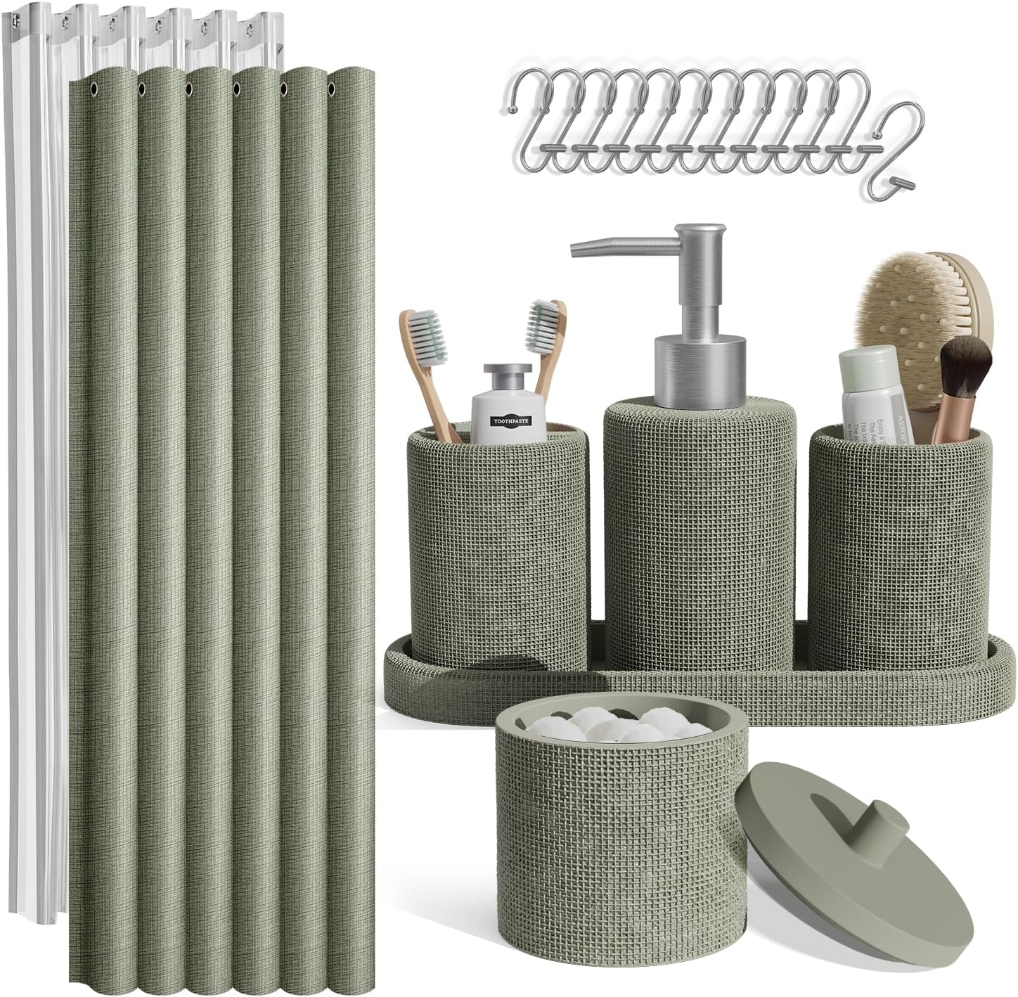Clara Clark Sage Green Bathroom Set